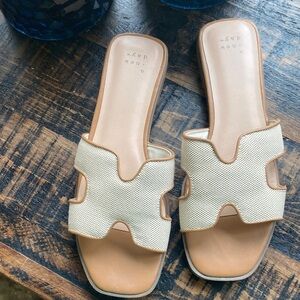 A new day 8 Women's Beige Slide Sandals